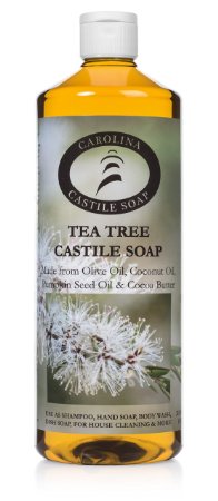 Carolina Castile Soap Tea Tree wOrganic Cocoa Butter and Organic Olive Oil- 32 oz