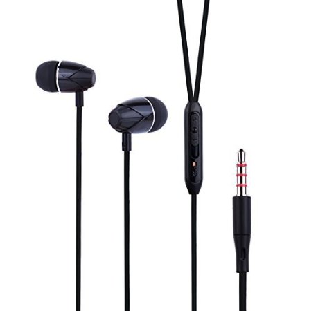 PWOW® SE520 In-Ear Headphones Earphone Earbuds with Microphone Universal 3.5mm Stereo Earphones with Mic & Volume Control for iPhone/ Samsung/ Computer - Black