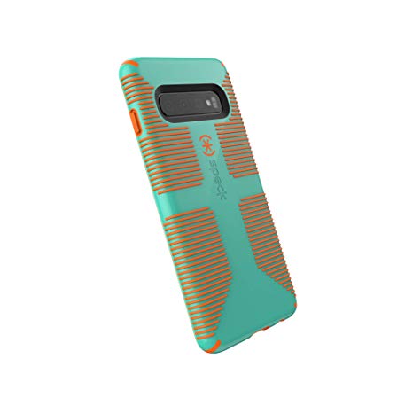 Speck Products CandyShell Grip Samsung Galaxy S10 Case, Tropic Teal/Pumpkin Orange