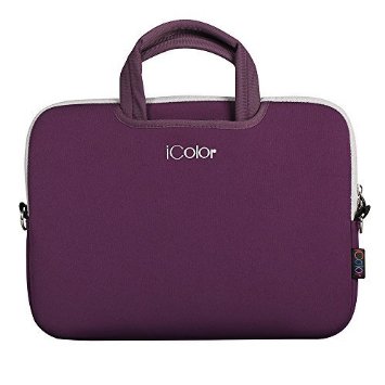 iColor- Fashion Purple 17-173 inch Laptop Netbook  Notebook Computer  MacBook Air  MacBook Pro Ultra-Portable Neoprene Zipper Carrying Bag Sleeve Pouch Bag Tote wHandle ISH17-PURPLE