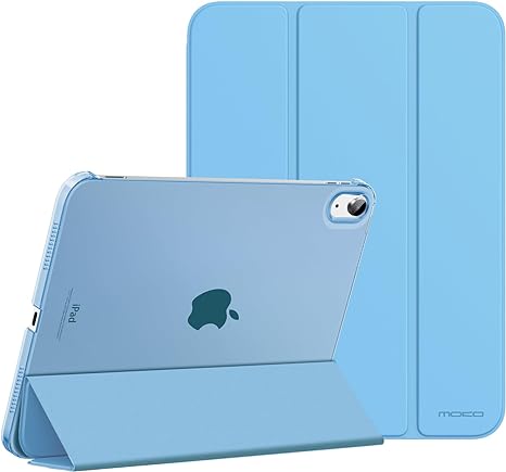 MoKo for iPad 10th Generation Case 2022, Slim Stand Hard PC Translucent Back Shell Smart Cover Case for iPad 10th Gen 10.9 inch 2022, Support Touch ID, Auto Wake/Sleep, Sunny Sky Blue