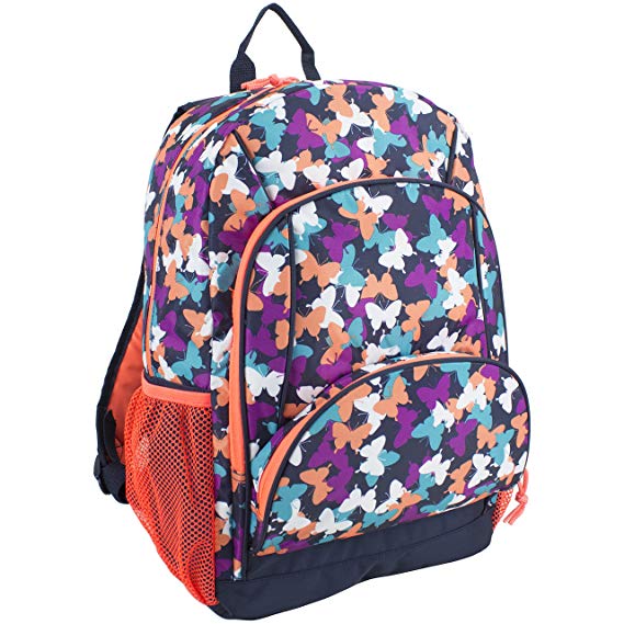 Eastsport Multi Pocket School Backpack, Butterfly Print