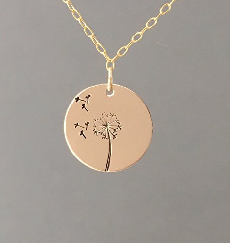 Gold Dandelion Circle Disc Necklace also in Rose Gold and Sterling Silver