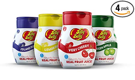 Jelly Belly - Water Enhancer, Summer Variety Pack (4 bottles, Makes 96 Flavored Water drinks) - Sugar Free, Zero Calorie, Naturally Flavored Liquid Drink Mix - Made with Real Fruit Juice