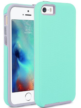 iPhone SE Case, LK [Shock Absorbent Armor] Dual Layer Hard PC Cover   TPU Inner Case Hybrid Defender Apple iPhone SE (Mint)