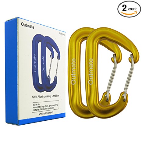 Outmate Carabiner Clip,12kN Aluminium Alloy Carabiners,Heavy Duty Clips 2645lbs/1200kg,Perfect Gear for Hammocks Camping Hiking Keyring and Utility