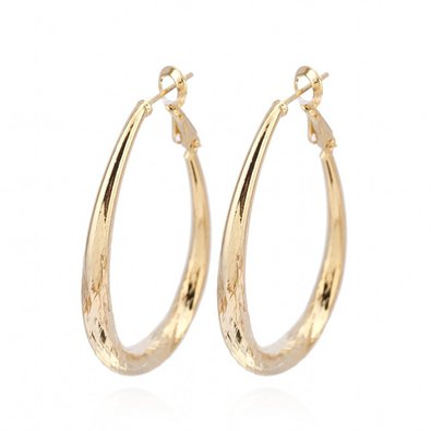 IPINK Real 18K Gold Filled Lady's Hoop Earrings Big Circle Jewelry