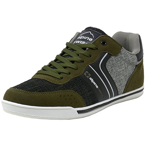 alpine swiss Liam Mens Fashion Sneakers Suede Trim Low Top Lace Up Tennis Shoes