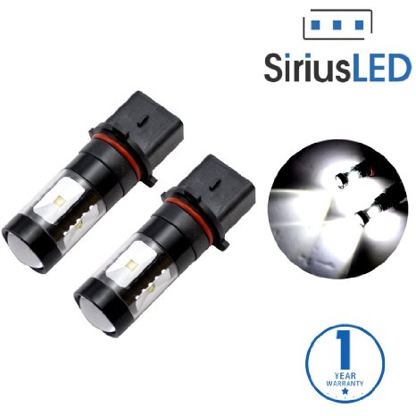 SiriusLED Extremely Bright 30W Projector LED Bulbs for Fog Lights Daytime Running DRL P13W PSX24W PSX26W 5202 5201 2504 12277 6000K Xenon White