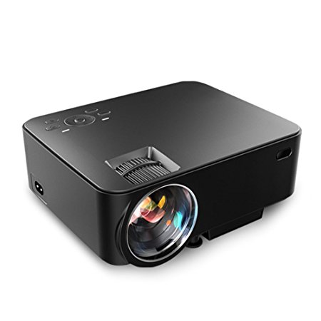 ERISAN T20 LED Video Projector (Warranty Included), 1500 Lumens Full Color , Mini Multimedia LCD Projector, Support 1080P HD Video w/ HDMI VGA AV-In USB SD (Black)