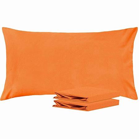 NTBAY King Pillowcases, Set of 2, 100% Brushed Microfiber, Soft and Cozy, Wrinkle, Fade, Stain Resistant, with Envelope Closure, Orange