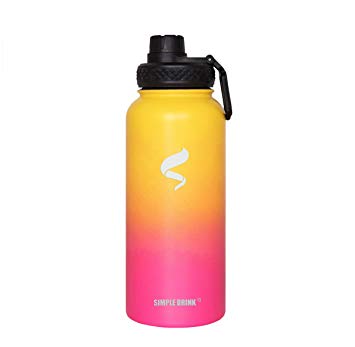 SIMPLE DRINK Insulated Stainless Steel Water Bottle,Double-Wall Hydration Flask Spout Lid,18oz,30oz, 100% Leak Proof