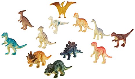 US Toy Assorted Mini Dinosaur Plastic Figures (Lot of 12)