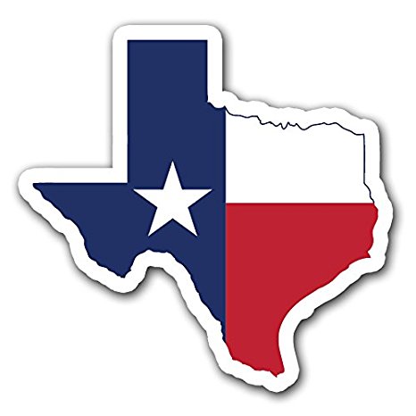 Texas Map flag sticker label decal white vinyl