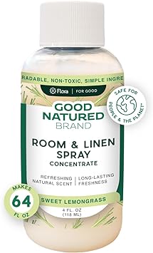 Room and Linen Spray Concentrate | Essential Oil Air Freshener | Sheet & Pillow Mist | Long-Lasting Room Spray | No Aerosol | Sweet Lemongrass | 4oz Concentrates Makes 64oz Spray