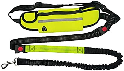 Ideashop Hands Free Dog Leash, Retractable and Shock Absorbing Dog Bungee Leash with Reflective Waist Bag Adjustable Dog Walking Leash Belt for Small Medium Dog Walking Running Hiking