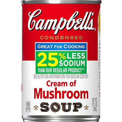 Campbell's Condensed Soup 25% Less Sodium, Cream of Mushroom, 10.5 oz