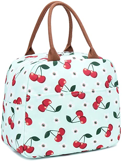Insulated Lunch Bags for Women Cooler Tote Bag with Front Pocket Lunch Box Reusable Lunch Bag for Men Adults Girls Work School Picnic - Bright Cherry