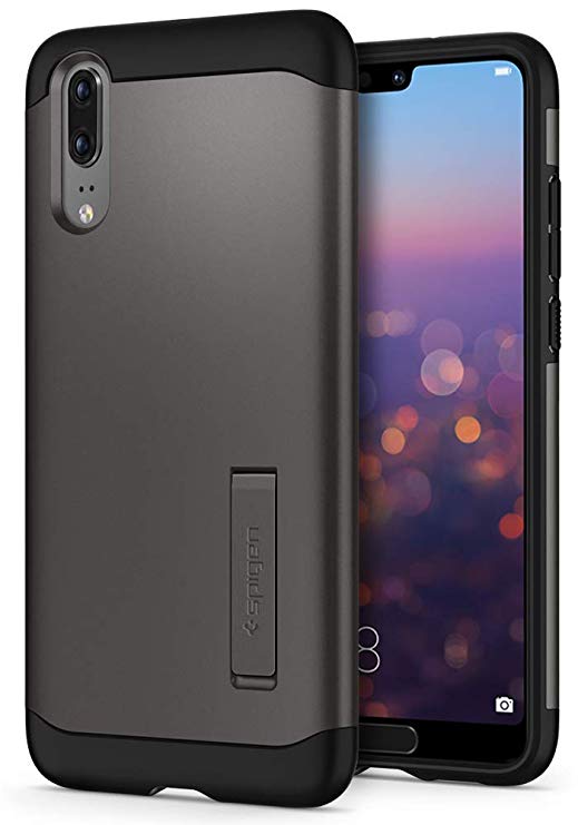 Spigen, [Slim Armor] [Gunmetal] P20 Case, Hybrid Drop Protection Air Cushion Technology Military Grade Resistant Shockproof Tested Enhanced Kickstand for P20 (2018) - L21CS24015