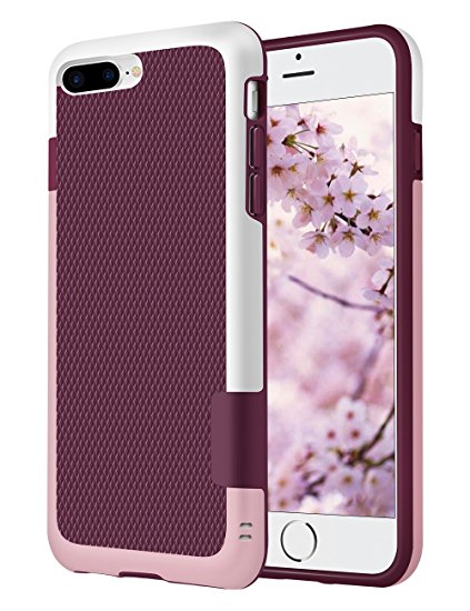 iPhone 7 Plus Case, GOSHELL Ultra Hybrid Impact 3 Color Shockproof Anti-Scratch Protective Bumper Case Flexible Slim Fit Durable Soft TPU & Hard PC Cover for Apple iPhone 7 Plus(5.5 Inch) - Wine Red