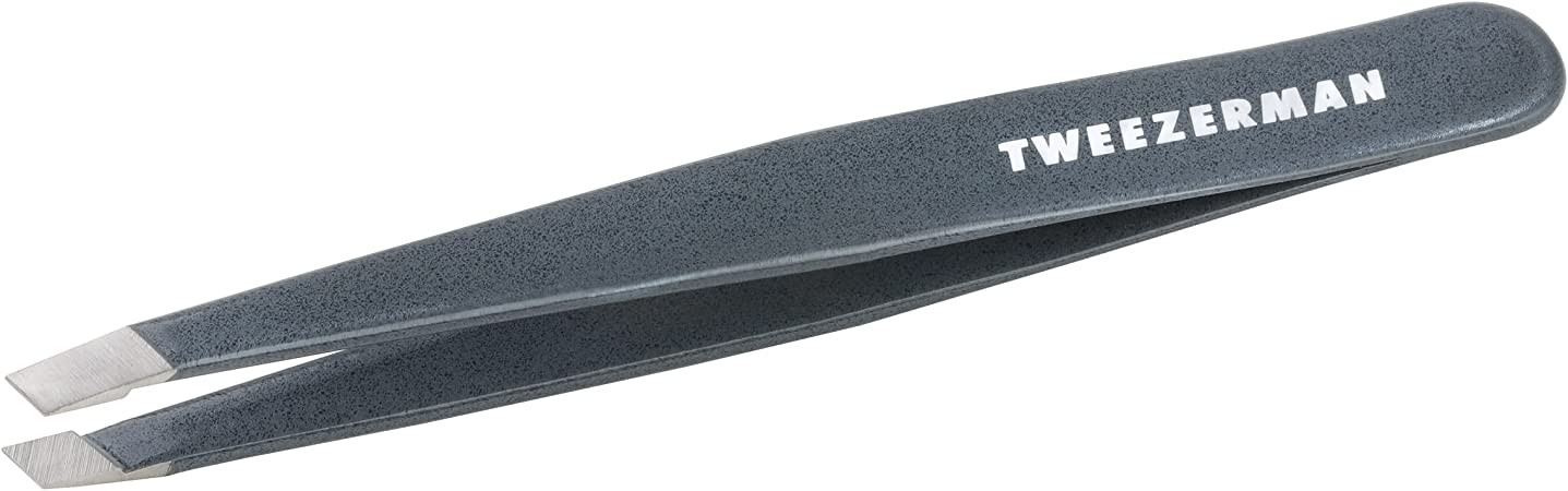 Tweezerman Stainless Steel Slant Tweezer - Eyebrow Tweezers for Women and Men (Blue Stone)