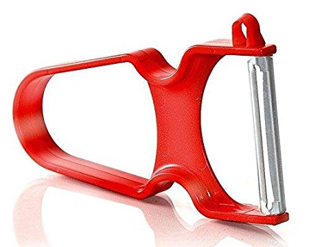 Vegetable Peeler, Potato Peeler, For All Fruits & Veggies, with Swiss Blades and Ergonomic, Non-Stick Plastic Handle, By Bovado USA , Red