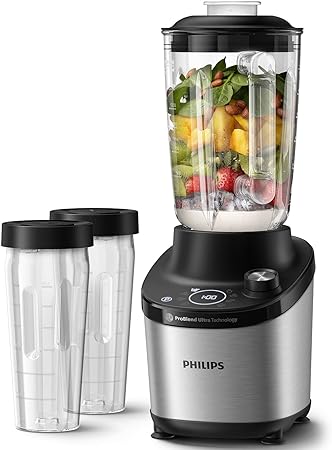 Philips Blender 7000 Series, ProBlend Ultra Technology, 1500 W Motor, 2L Capacity Jar, Quick Select Programs, with 2 BPA-free Tritan tumblers, NutriU app (HR3760/10)