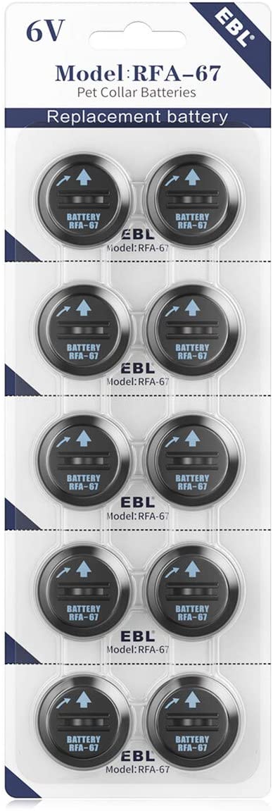 EBL RFA-67 6 Volt Pet Collar Replacement Batteries, Ultra Fit PIF-300 RF300 PIF-275-19 PRF-3004W PUL-250 (10 Pack)