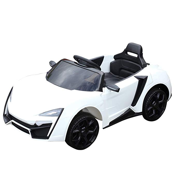 Aosom Ride On Car for Kids 6V Electric Ride-On Car with Parental Remote Control, 2 Speeds, LCD Power Indicator, Seat Belt (White)