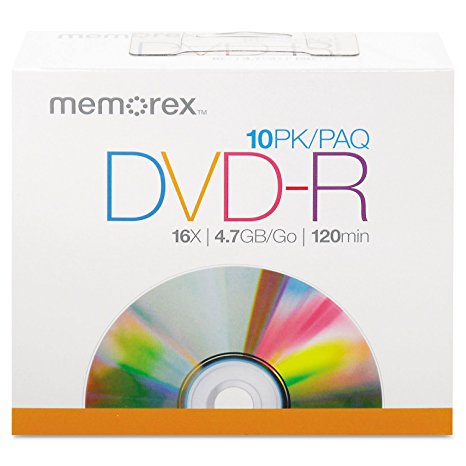 Memorex 16x DVD-R Media - 4.7GB - 120mm Standard - 10 Pack Slim Jewel Case