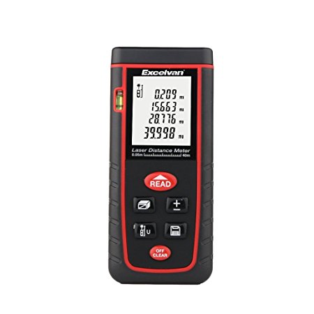 Excelvan High-precision Laser Distance Meter with Multi-line Backlight LCD Display Measure 0.05 to 40m (0.16 to 131ft)