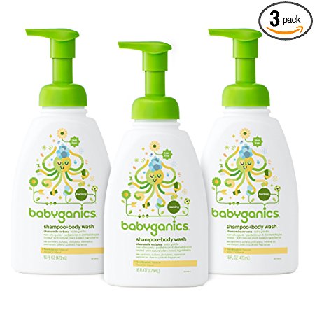 Babyganics Baby Shampoo   Body Wash, Chamomile Verbena, 16oz Pump Bottle (Pack of 3)