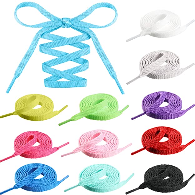 12 Pairs 40 Inch Colored Flat Shoe Laces Athletic Shoelaces Replacements for Sneakers