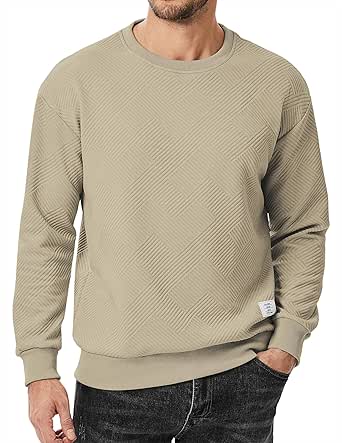 JMIERR Men's Crewneck Sweatshirt Casual Long Sleeve Geometric Texture Sweatshirts Fashion Pullover Shirts