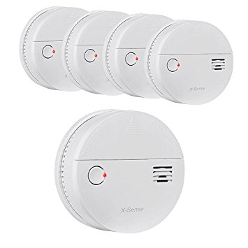 X-Sense DS51 Smoke   CO Alarm, Carbon Monoxide Detector & Fire Alarm with Photoelectric Sensor [Battery Powered] [5-Pack]