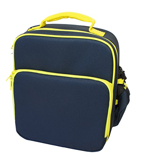 Insulated Durable Lunch Bag - Reusable Meal Tote With Handle and Pockets - Midnight