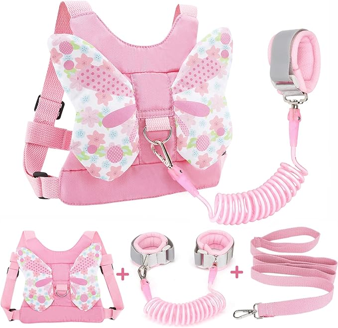 Accmor 3 in 1 Toddler Harness Leashes   Anti Lost Wrist Link, Kids Harness Children Leash for Girls, Child Anti Lost Leash Baby Cute Harness Belt Strap Hold Kids Close While Walking