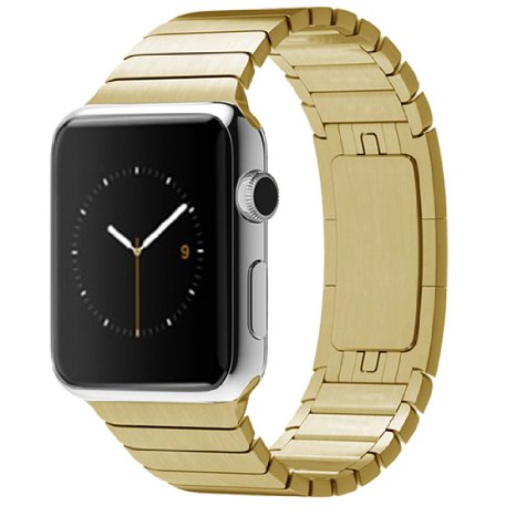 Apple Watch Band, Eoso Stainless Steel Replacement Smart Apple Watch Band Link Bracelet with Double Button Folding Clasp for 42mm Apple Watch All Model (Bracelet Gold,42mm)