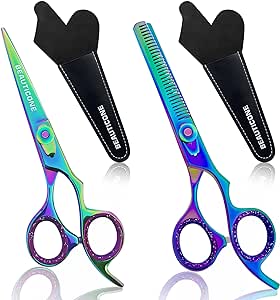 Hair Cutting & Thinning Scissors Set | Professional Stainless Steel Barber Scissors/Shears | Hairdressing Scissors | Smooth & Sharp Edge Blades - for Men/Women (Multi Set of 2)