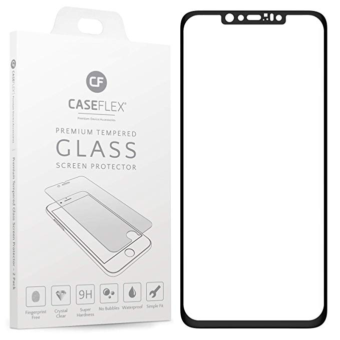 Caseflex Huawei Mate 20 Pro Screen Protector Glass | Single Pack - NO Bulkiness | Anti Scratch |Ultra Slim - Clear & Black - GL000031HU