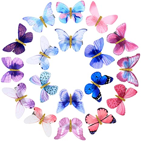 18 Pieces Butterfly Hair Clips Glitter Barrettes Butterfly Snap Hair Clips for Teens Women Hair Accessories (Style Set 2)