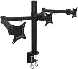 Mount-It MI-753 Triple Screen LCD Computer Monitor Desk Mount Stand Arm for 19 20 22 23 24 Inch Monitors VESA 75 and 100 Compatible Full Motion Tilt Swivel Rotate 66 lbs Capacity Black