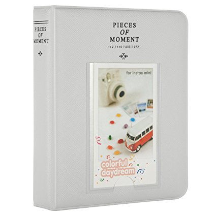 [Fuji Instax Mini 9 Photo Album] -- CAIUL Pieces Of Moment Book Album for Films of Instax Mini 7s 8 8  9 25 26 50s 70 90 (64 Photos, Smokey White)