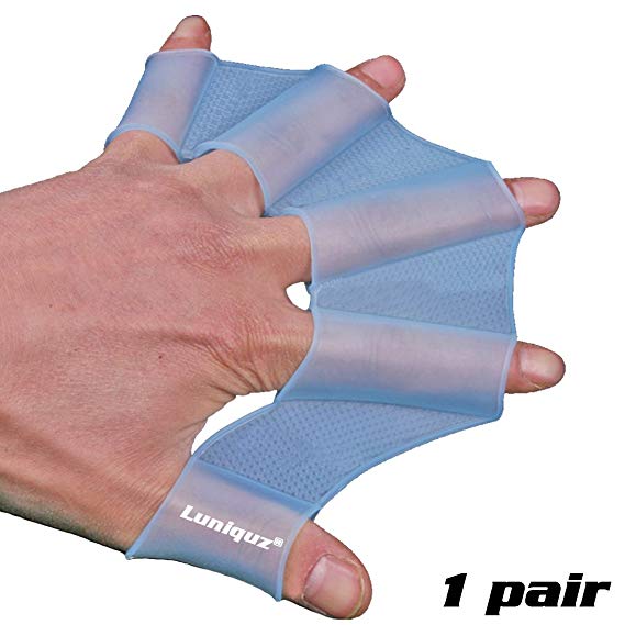 Luniquz Webbed Swimming Gloves Swim Training Hand Flipper Paddles for Adult Men,Women,High Elasticity,Easy to Wear/L