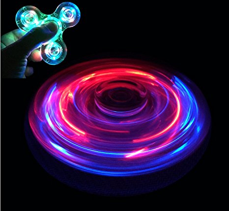 LED Light Fidget Spinner Toy Hand Tri-Spinner Single Finger Fast Bearings Anxiety Relief EDC Toys for ADD, ADHD Anxiety Autism Boredom Stress Focus Children and Adults