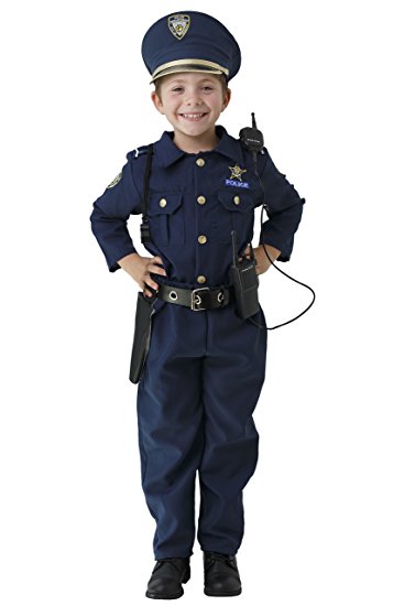 Dress Up America Deluxe Police Dress Up Costume Set - Includes Shirt, Pants, Hat, Belt, Whistle, Gun Holster and Walkie Talkie (Medium)