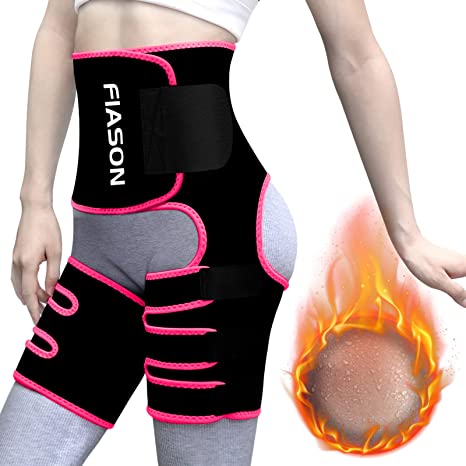 FIASON Waist Thigh Trimmer, 3 in 1 Sweat Stomach Slimmer Weight Loss Belt