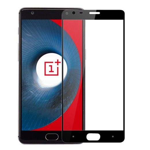 OnePlus 3 Screen protector, OnePlus Three Full Coverage Screen protector, MicroP(TM) 9H Hardness Ultra-thin Tempered Glass Front LCD Screen Protector for OnePlus 3 (Black Full Screen Protector)