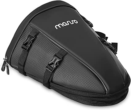 MOSISO Motorcycle Tail Bag Multifunctional Waterproof Polyester Storage Saddle Bag, 10L Outdoor Sports Motorbike Rear Seat Light Tank Bag Tool Carry Bag with Shoulder Strap, Black