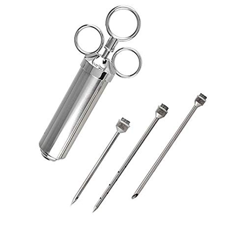 Cadrim Stainless Steel Meat Injector Marinating Sauce Syringe with 3 Different Syringe Needles for Cooking Turkey / Chicken / Beef / Fish, and Other Meat